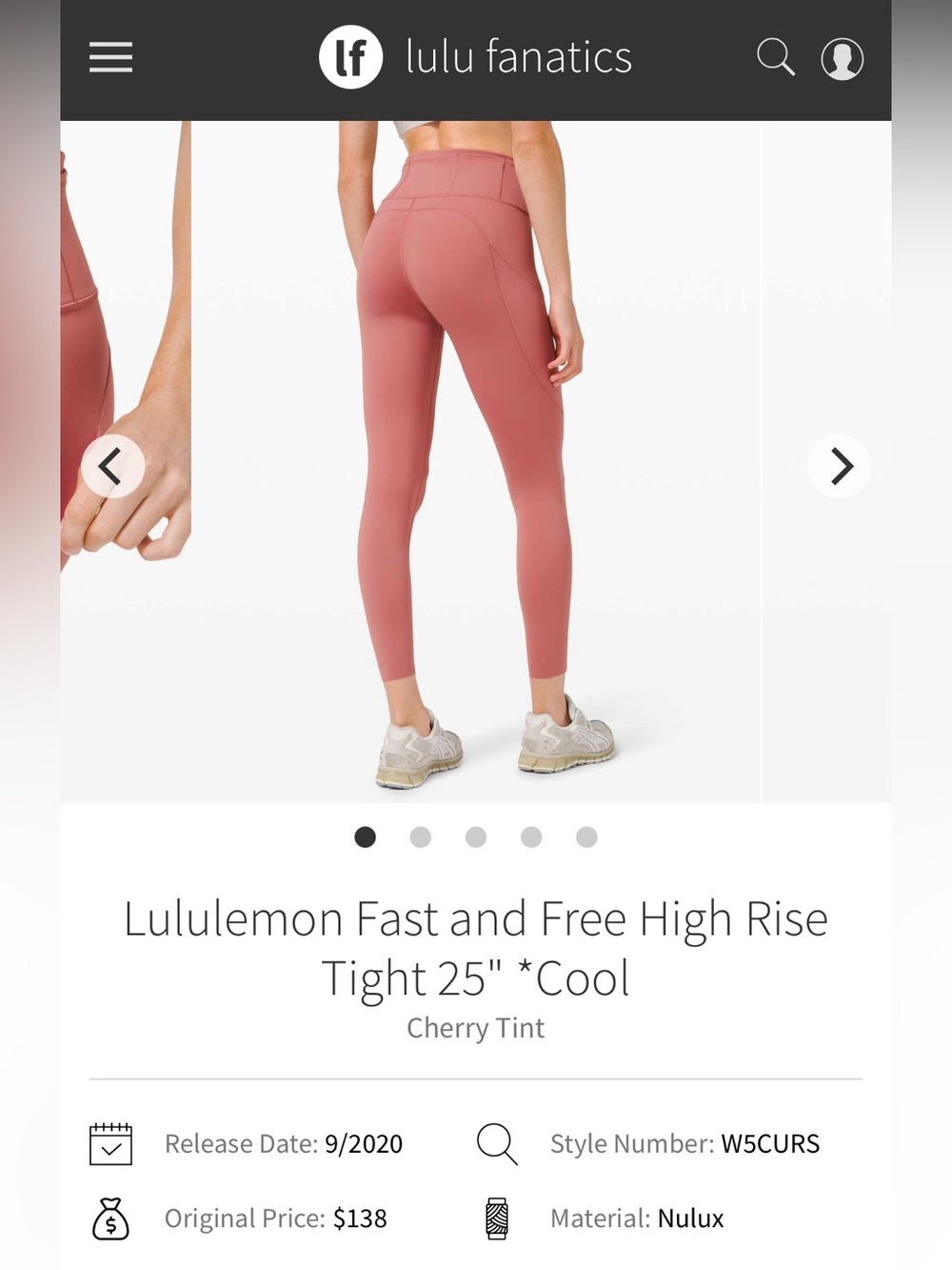 lululemon Fast & Free high-rise leggings in Cherry Tint